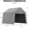 6x6ft Heavy Duty Carport Canopy - Waterproof Storage Shelter with Roll-Up Zipper Door, Galvanized Steel Frame & 220GSM Tarp - 2 of 4