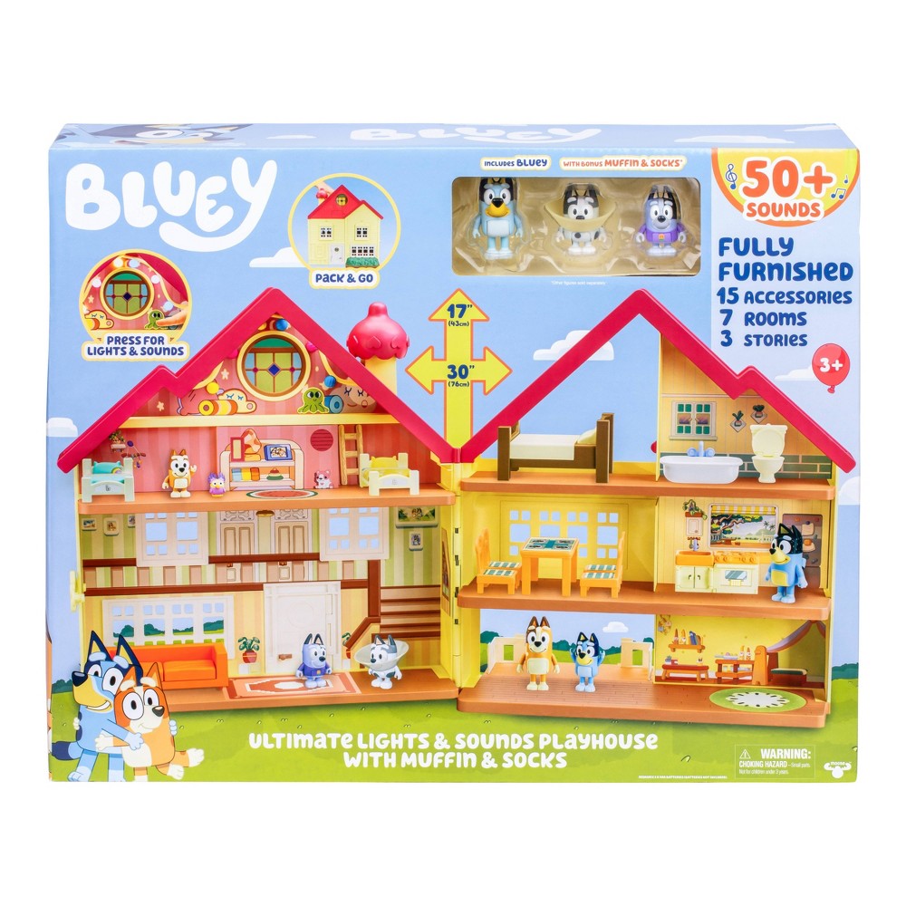 Photos - Doll Bluey Ultimate Lights & Sounds Playhouse with Muffin & Socks (Target Exclu