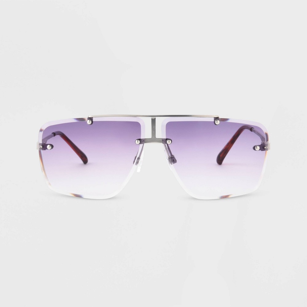 Photos - Sunglasses Women's Tortoise Print Metal Aviator  - Universal Thread™ Silver