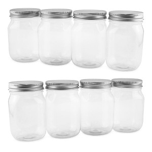 Cornucopia Brands 16oz Plastic Mason Jars 8pk; Mason Jar Style w/ Metal Lids, Pint Size, Compatible w/ Regular Mason Jar Lids - 1 of 4