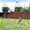 NAYSAYE Swing Set Metal Playset with Dual Swings and Glider Adjustable Seats for Backyard Play, Purple, 48.2"*14"*5.9" - 2 of 4