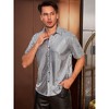 INSPIRE CHIC Men's Button Down Short Sleeve Party 70s Disco Costume Shirt - 2 of 4