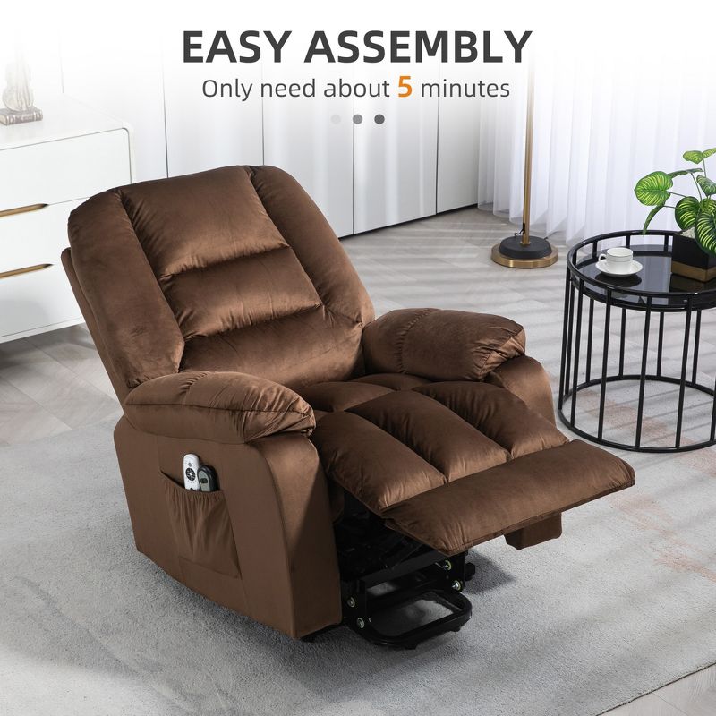 HOMCOM Power Lift Chair, Fabric Vibration Massage Recliner Chair with Heat, Remote Control, and Side Pockets, 5 of 7