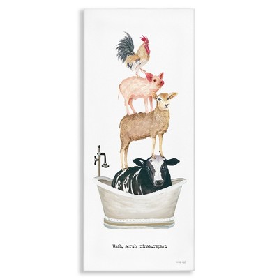 Stupell Industries Wash Scrub Rinse Animals, 17" x 40"