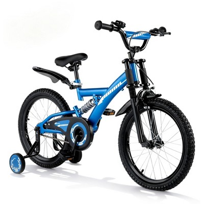 SKONYON Durable 16"/18" Kids Bike with Adjustable Seat, Dual Brakes, Suspension, Training Wheels and All-Terrain Tires for Ages 4–9