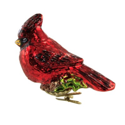 Huras 4.0" Christmas Cardinal Clip On Ornament Red Bird Northern Ohio  -  Tree Ornaments