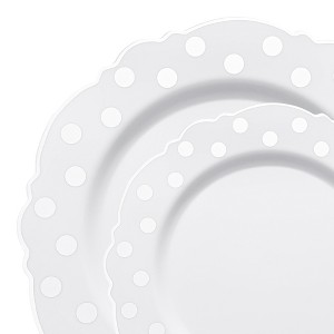 Smarty Had A Party White w/ Silver Dots Blossom Plastic Dinnerware Set - 120 Sets - 1 of 4