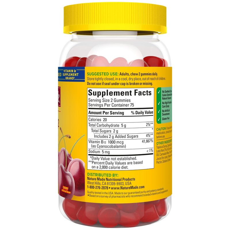 Nature Made Energy Vitamin B12 1000 mcg, Cherry &#38; Mixed Berry Flavored Gummy Vitamins - 150ct, 3 of 13