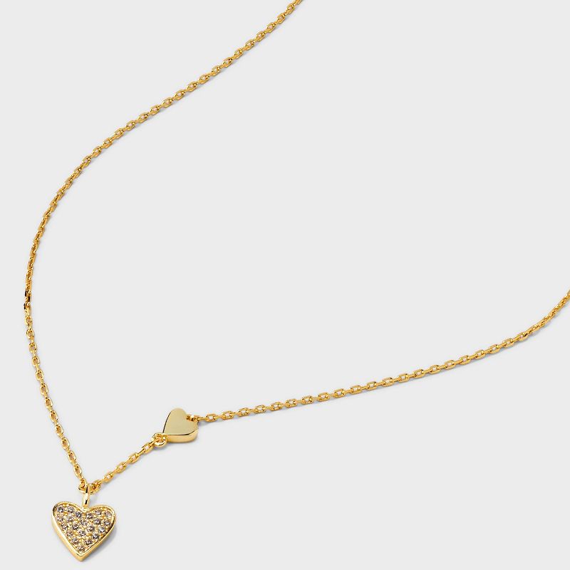14K Gold Dipped Cubic Zirconia Double Heart Pendant Necklace- A New Day&#8482; Gold, 5 of 6