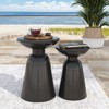 Lyngins Modern 2-Pack Iron Patio Side Tables with Flared Design Bases, Outdoor End Tables with Circular Tops, Sofa Side Table - 2 of 4