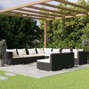 vidaXL 9-Piece Patio Lounge Set in Black Poly Rattan - Modular Outdoor Sofa Set with Cream Cushions and Lightweight, Weather-Resistant Design - 2 of 4