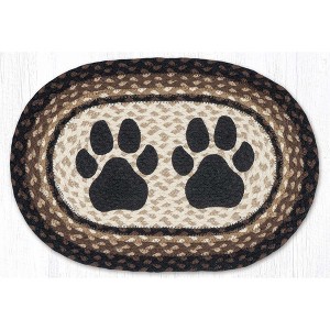 Earth Rugs Dog Paw Oval Placemat 13"x19" Rustic Braided Jute Table Mat - 1 of 3