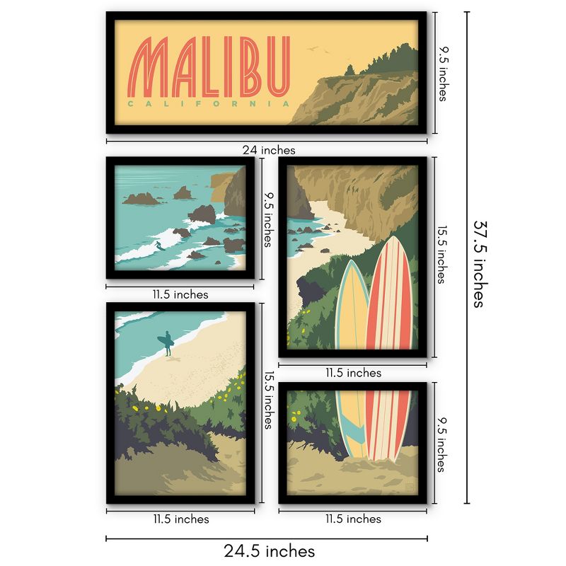 Americanflat Malibu 5 Piece Grid Wall Art Room Decor Set - coastal vintage Modern Home Decor Wall Prints, 3 of 6
