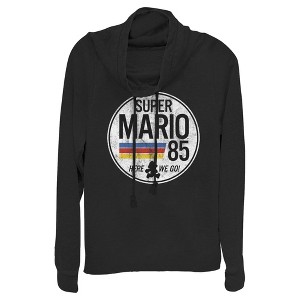 Juniors Womens Nintendo Super Mario Retro Rainbow Ring Cowl Neck Sweatshirt - 1 of 3