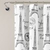 72"x72" Single Kids' Paris Bonjour Shower Curtain Black/White - Lush Décor: Paris Themed, Cotton, Machine Washable - 2 of 4