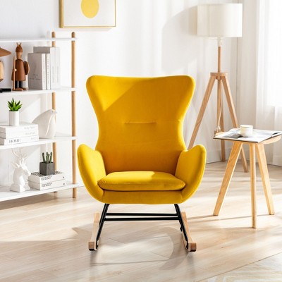 Nicbex Rocking Chair With High Backrest And Armrests Accent Chair ...