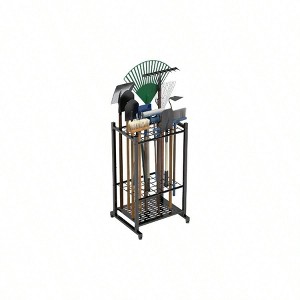 Garden Organizer Yard Tower Rack Garage Storage Heavy Duty Steel Black Shed Outdoor 35 Long - Handled Tools Rakes Brooms Stand - 1 of 4