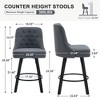 Ridstar Set of 2 Modern Counter Bar Stools For Living Room, Bedroom & Bar-Gray - 4 of 4