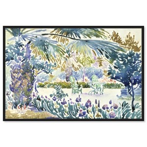 Art Remedy Golden Henri Edmond Cross - Garden at Saint Clair Impresionism Landscape Wall Art, 15" x 10", Black Frame - 1 of 4