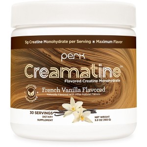 Perk Creamatine (French Vanilla) - 30 Servings, Flavored Creatine Monohydrate, 5g Creatine per Serving, Naturally Sweetened, Zero Sugar, Gluten-Free - 1 of 4