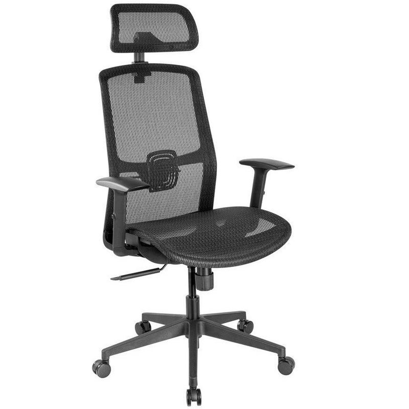 Monoprice WFH Ergonomic Office Chair with Mesh Seat, Adjustable Headrest, Lumbar Support, Armrests, Backrest - Workstream Collection, 1 of 7