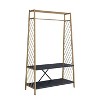 TiramisuBest Natural Oak Hall Tree: Multistorage Marvel with 1 Mirror and Adjustable Legs for Customized Functionality! - 4 of 4