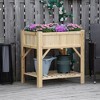 Outsunny Raised Garden Bed, Wood 6 Grid, 31" x 23" with Storage Shelf, Water Draining, Planter Box for Vegetables, Flowers, Herbs, Patio - 2 of 4