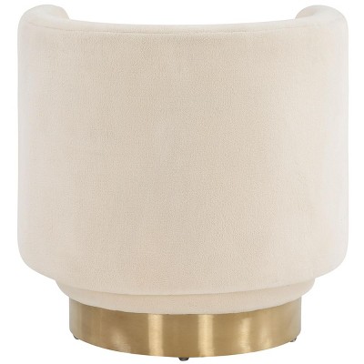 Ivory Gold 32" Swivel Accent Chair with Wood Base