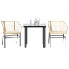 vidaXL 3 Piece Patio Dining Set with Cushions and Glass Table – Poly Rattan Outdoor Garden Furniture for Backyard, Deck, or Patio - 2 of 4