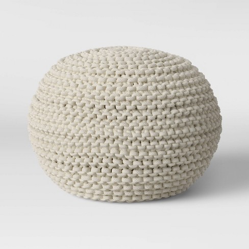 Chunky Knit Pouf/Ottoman, Cotton tube yarn – BeCozi