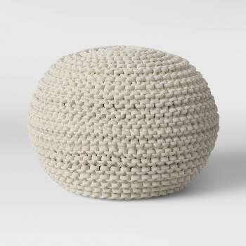 Cloverly Chunky Knit Pouf Cream - Threshold™