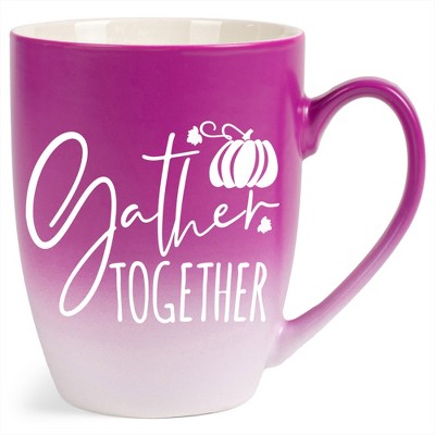 Elanze Designs Gather Together Wreath Two Toned Ombre Matte Pink and White 12 ounce Ceramic Stoneware Coffee Cup Mug