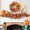 24in Fall Wreath with Sunflower - Autumn Thanksgiving Decor for Front Door & Fireplace - 4 of 4