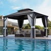 Pamapic 10 ft. x 12 ft. Metal Hardtop Gazebo with Curtains - 3 of 4