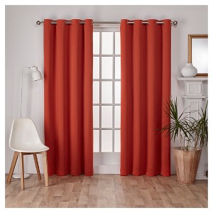 Set of 2 Sateen Twill Weave Insulated Blackout Grommet Top Window Curtain Panels - Exclusive Home - 1 of 4