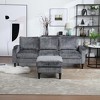 VASIP 3-Seater Sectional Sofa with Storage Ottoman,Chenille Fabric Sectional Couch with Side Pocket,Cup Holders, for Living Room,Beige - 4 of 4