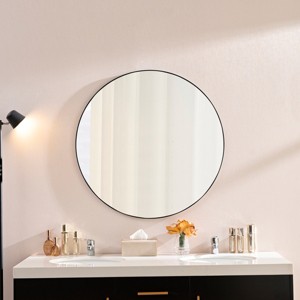 36" Round Bathroom Mirrors with Black Metal Framed Wall Mirror Vanity Mirror Dressing Mirror,for Bathroom,Living Room,Bedroom-The Pop Home - 1 of 4