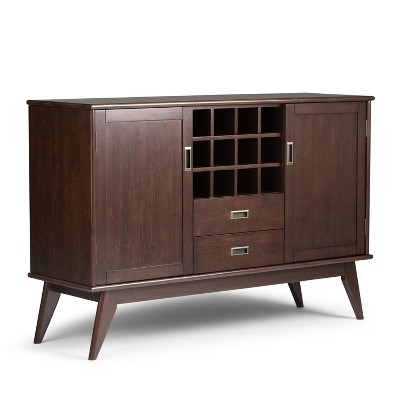 54" Tierney Solid Hardwood Mid-Century Sideboard Buffet and Winerack Medium Auburn Brown - WyndenHall