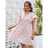 Clearlove Women's Ruffle Babydoll Dress Long/Short Sleeve V Neck High Waist Botton Casual Loose Flowy Swing Pleated Tunic Dress - 3 of 4