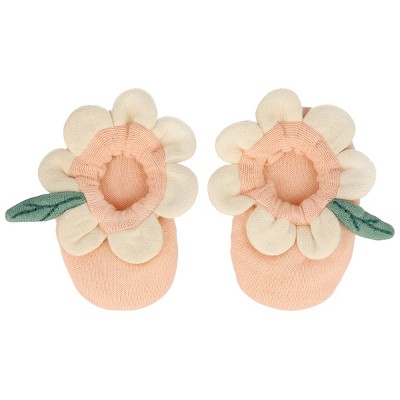 Image of Meri Meri Peach Daisy Baby Booties (Pack of 1)