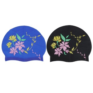 Unique Bargains Durable Silicone Waterproof Swim Cap 2 Pcs - 1 of 4