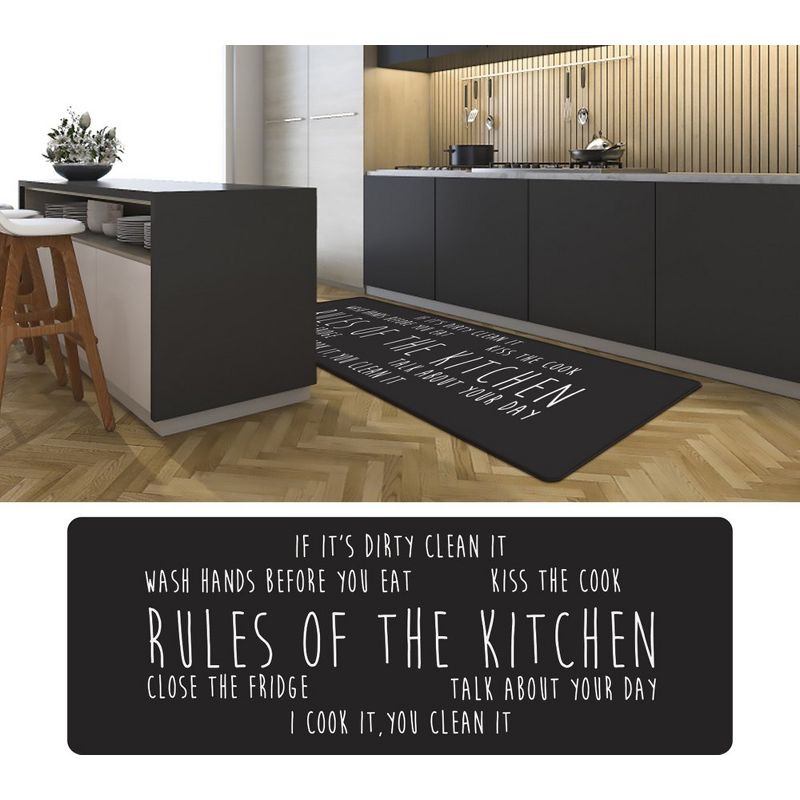 J&V TEXTILES 20" x 55" Oversized Cushioned Anti-Fatigue Kitchen Runner Mat (Rules of the Kitchen), 2 of 8