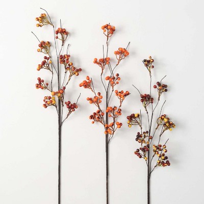 Artificial Fall Berry Stem Multicolor 29.5"H  Set of 3