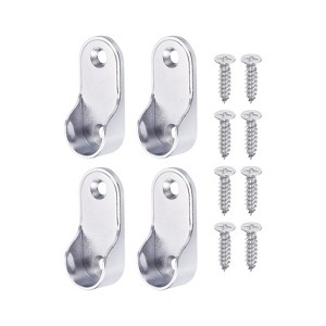 Unique Bargains Zinc Alloy Oval Durable Closet Rod End Supports Silver - 1 of 4