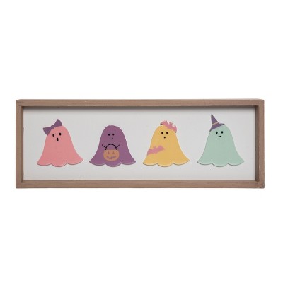 Transpac MDF Framed Epoxy Ghost Wall Art Multicolor Halloween Decoration for Indoor Use Perfect for Gifts and Spooky Decor
