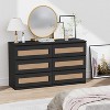 Jojoka Natural Multi-Purpose Wood Dresser – 6-Drawer Rattan Storage Chest for Bedroom, Living Room, Entryway & TV Stand - 3 of 4