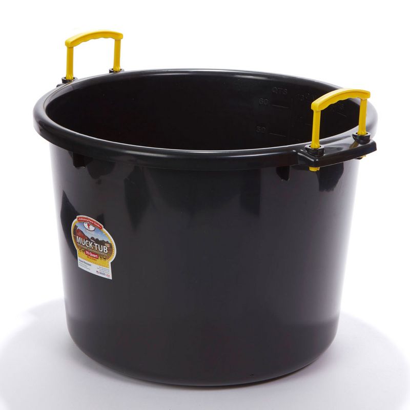 Little Giant 70 Quart Muck Tub Durable and Versatile Utility Bucket with Molded Plastic Rope Handles for Big or Small Cleanup Jobs, Black, 1 of 7