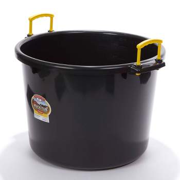 Little Giant 70 Quart Muck Tub Durable and Versatile Utility Bucket with Molded Plastic Rope Handles for Big or Small Cleanup Jobs, Black