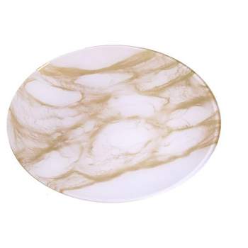 Classic Touch Set of 4 Gold-White Marble Plates - 8.25"D
