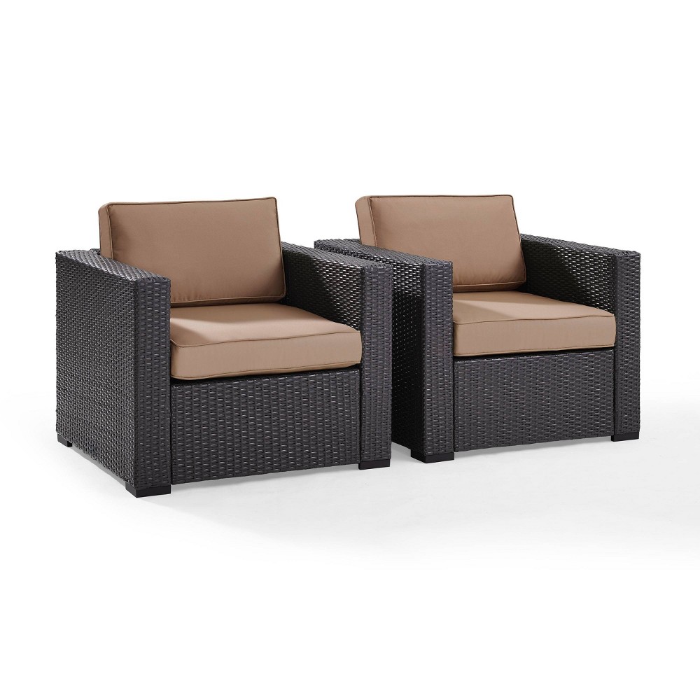 Photos - Garden Furniture Crosley Biscayne 2pc Outdoor Wicker Chairs - Mocha  